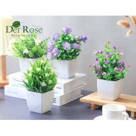 Der Rose 4 Pack Small Fake Plants Mini Artificial Faux Plants with Flowers for Home Room Farmhouse Bathroom Decor Indoor Der Rose 4 Pack Small Fake Plants Mini Artificial Faux Plants with Flowers for Home Room Farmhouse Bathroom Decor Indoor