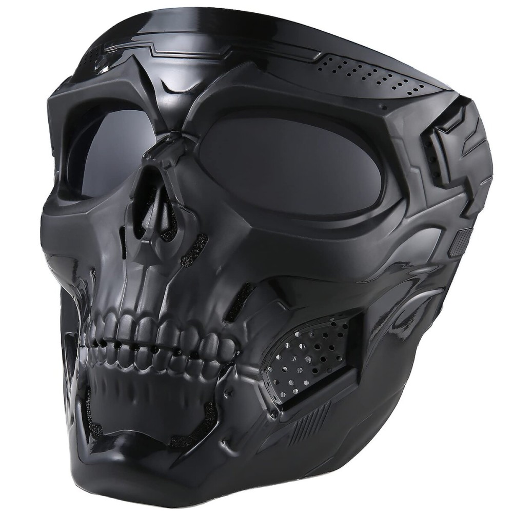 crossbody Airsoft Skull Full Face Tactical Masks with PC Lens Eye Protection for CS Survival Games Shooting Cosplay Movie Paintball Halloween Scary Masks,Motorcycle Goggles Mask, Black, 19cmx18cm crossbody Airsoft Skull Full Face Tactical Masks with PC Lens Eye Protection for CS Survival Games Shooting Cosplay Movie Paintball Halloween Scary Masks,Motorcycle Goggles Mask, Black, 19cmx18cm