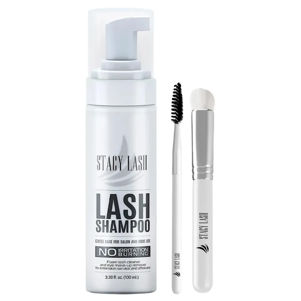 STACY LASH Eyelash Extension Shampoo + Brush / 3.38 fl.oz / 100ml / Eyelid Foaming Cleanser/Wash for Extensions & Natural Lashes/Safe Makeup Remover/Supplies for Professional & Home Use STACY LASH Eyelash Extension Shampoo + Brush / 3.38 fl.oz / 100ml / Eyelid Foaming Cleanser/Wash for Extensions & Natural Lashes/Safe Makeup Remover/Supplies for Professional & Home Use