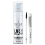 STACY LASH Eyelash Extension Shampoo + Brush / 3.38 fl.oz / 100ml / Eyelid Foaming Cleanser/Wash for Extensions & Natural Lashes/Safe Makeup Remover/Supplies for Professional & Home Use