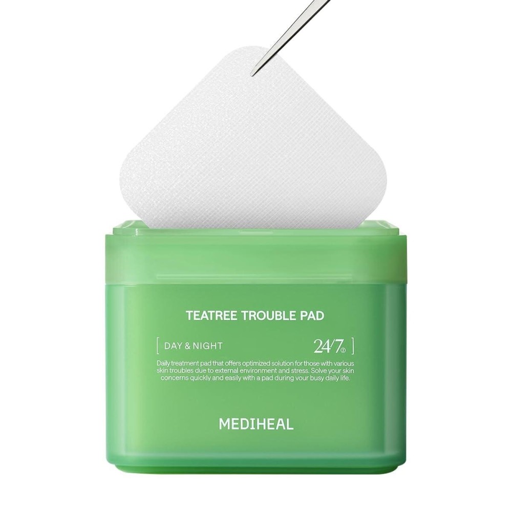 MEDIHEAL Teatree Trouble Facial Toner Pads with Tea Tree & Lactobacillus - Calming & Soothing for Sensitive & Acne Prone Skin - Vegan Face Gauze, 100 Pads MEDIHEAL Teatree Trouble Facial Toner Pads with Tea Tree & Lactobacillus - Calming & Soothing for Sensitive & Acne Prone Skin - Vegan Face Gauze, 100 Pads