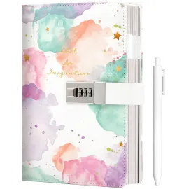 CAGIE Diary for Girls Age 8-12 Gifts for 9 10 11 12 Year Old Girls Diary with Lock, Tie Dye Design 192 Pages Lock Diary with Pen, 5.7 x 8.5 Inch Birthday Gifts for Girl Journal with Lock