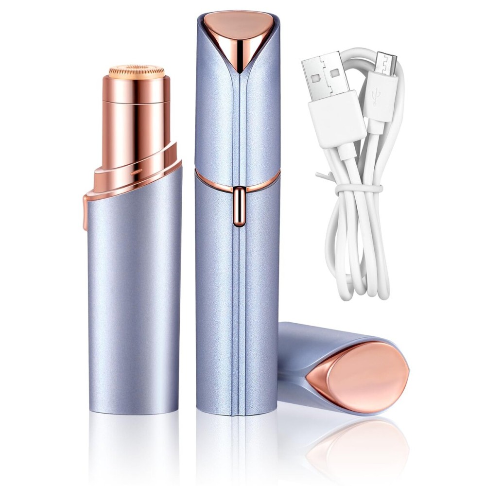 Facial Hair Remover for Women- as Seen on TV Painless Face Shaver -Mini Hair Remover, Electric Razor Shaver Portable Bikini Epilator for Lips, Chin, Armpit, Peach Fuzz, Fingers, Neck, Cheek(Blue) Facial Hair Remover for Women- as Seen on TV Painless Face Shaver -Mini Hair Remover, Electric Razor Shaver Portable Bikini Epilator for Lips, Chin, Armpit, Peach Fuzz, Fingers, Neck, Cheek(Blue)