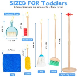 WOODMAM Wooden Kids Cleaning Set for Toddlers,8 Pieces Montessori Cleaning Toys with Kids Broom and Mop Set, Housework Pretend Play Toy Gift for Boys Girls Ages 3+ WOODMAM Wooden Kids Cleaning Set for Toddlers,8 Pieces Montessori Cleaning Toys with Kids Broom and Mop Set, Housework Pretend Play Toy Gift for Boys Girls Ages 3+