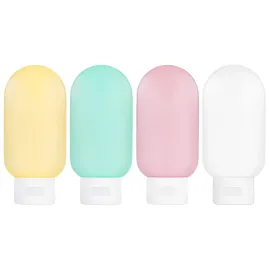TSA Approved Travel Bottles Set for Toiletries Travel Size Containers Kit 4 Pack Portable Leak Proof Refillable Squeeze Cosmetic Airplane Essential Shampoo Hair Conditioner Body Lotion Bath Shower Gel