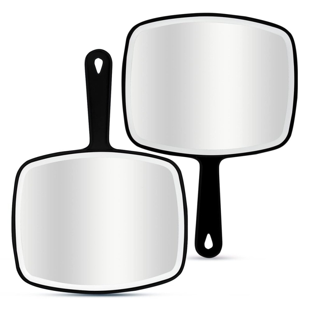 DVHOK 2Pcs Handheld Mirror, Portable Hand Mirror with Hanging Hole in Handle, Black 7.4 W x 10.4 L DVHOK 2Pcs Handheld Mirror, Portable Hand Mirror with Hanging Hole in Handle, Black 7.4 W x 10.4 L
