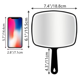 DVHOK 2Pcs Handheld Mirror, Portable Hand Mirror with Hanging Hole in Handle, Black 7.4 W x 10.4 L DVHOK 2Pcs Handheld Mirror, Portable Hand Mirror with Hanging Hole in Handle, Black 7.4 W x 10.4 L