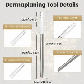 Dermaplaning Tool for Face Exfoliation, with 20 Replaceable Blades, Facial Shaver/Eyebrow Razor, Peach Fuzz Removal Eyebrow Shaper for Women, Easy to Use Dermaplaner Help Exfoliate and Smooth Skin Dermaplaning Tool for Face Exfoliation, with 20 Replaceable Blades, Facial Shaver/Eyebrow Razor, Peach Fuzz Removal Eyebrow Shaper for Women, Easy to Use Dermaplaner Help Exfoliate and Smooth Skin