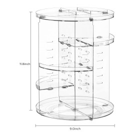 HBlife 360 Rotating Makeup Organizer Adjustable Carousel Large Capacity Revolving Perfume Organizer Skincare Organizers Cosmetic Storage Spinning Holder for Vanity, Clear