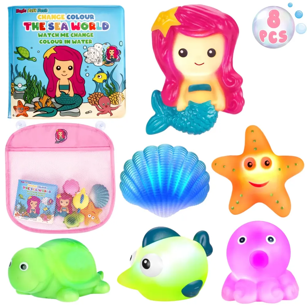 Light Up Bath Toys for Toddlers Kids Girls Baby, No Hole Glow Bath Toys with Bath Book & Organizer, Led Light Bath Time Water Toys for Bath Tubs Bathrooms Pool, Gift for Toddlers Girls Infants Light Up Bath Toys for Toddlers Kids Girls Baby, No Hole Glow Bath Toys with Bath Book & Organizer, Led Light Bath Time Water Toys for Bath Tubs Bathrooms Pool, Gift for Toddlers Girls Infants