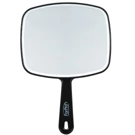 ForPro Professional Collection Premium Hand Mirror with Handle, 6.3 W x 9.6 L, Multi-Purpose Handheld Mirror with Distortion-Free Reflection, Black