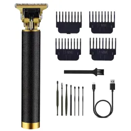 Hair Trimmer for Men, Electric Hair Clippers Cordless Beard Trimmer Shaver Electric T Blade Hair Trimmer, Zero Gapped Hair Clippers Cutting Grooming Kit with Guide Combs Ear Spoon Tool Set, Black.