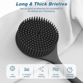Manmihealth Silicone Back Scrubber(Thick Bristles) & Soft Bath Glove Set, Super-Exfoliating Body Scrubber & Super-Lathering Shower Brush Combination, with a Free Hook.(Black) Manmihealth Silicone Back Scrubber(Thick Bristles) & Soft Bath Glove Set, Super-Exfoliating Body Scrubber & Super-Lathering Shower Brush Combination, with a Free Hook.(Black)