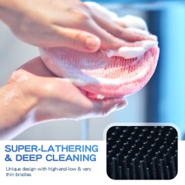 Manmihealth Silicone Back Scrubber(Thick Bristles) & Soft Bath Glove Set, Super-Exfoliating Body Scrubber & Super-Lathering Shower Brush Combination, with a Free Hook.(Black) Manmihealth Silicone Back Scrubber(Thick Bristles) & Soft Bath Glove Set, Super-Exfoliating Body Scrubber & Super-Lathering Shower Brush Combination, with a Free Hook.(Black)