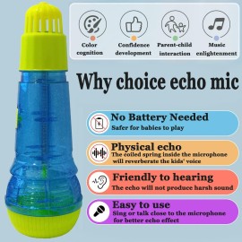 Lolakee Echo Mic for Kids Lightweight Music Singing Toys Speech Therapy Feedback Toy, Fun Supplies for Birthday, Picnic, BBQ, Holiday Party(No Battery Needed) (Bule)