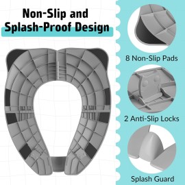 Travel Potty Seat for Toddler & Kid, Maliton Portable Potty Seat with Storage Bag, Foldable Potty for Toddler Travel, Non-Slip Potty Training Toilet Seat Cover with Splash Guard (Grey) Travel Potty Seat for Toddler & Kid, Maliton Portable Potty Seat with Storage Bag, Foldable Potty for Toddler Travel, Non-Slip Potty Training Toilet Seat Cover with Splash Guard (Grey)