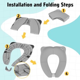 Travel Potty Seat for Toddler & Kid, Maliton Portable Potty Seat with Storage Bag, Foldable Potty for Toddler Travel, Non-Slip Potty Training Toilet Seat Cover with Splash Guard (Grey) Travel Potty Seat for Toddler & Kid, Maliton Portable Potty Seat with Storage Bag, Foldable Potty for Toddler Travel, Non-Slip Potty Training Toilet Seat Cover with Splash Guard (Grey)