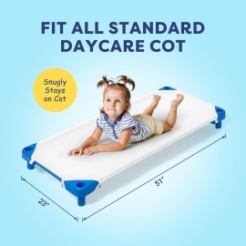 Comfyanno Cot Sheets for Daycare Standard Size - 23 x 51 - 10 Pack Bulk - Soft & Comfortable Brushed Microfiber - Fitted Cot Sheet Cover - for Daycare/Preschool Kids, Boy & Girls Nap Time - White Comfyanno Cot Sheets for Daycare Standard Size - 23 x 51 - 10 Pack Bulk - Soft & Comfortable Brushed Microfiber - Fitted Cot Sheet Cover - for Daycare/Preschool Kids, Boy & Girls Nap Time - White