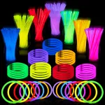 JOYIN 100 Pcs 8 Glowsticks, Bracelets Necklaces, Glow in the Dark Party Favors, Easter, Christmas, Halloween Supplies Pack, Football Party Supplies