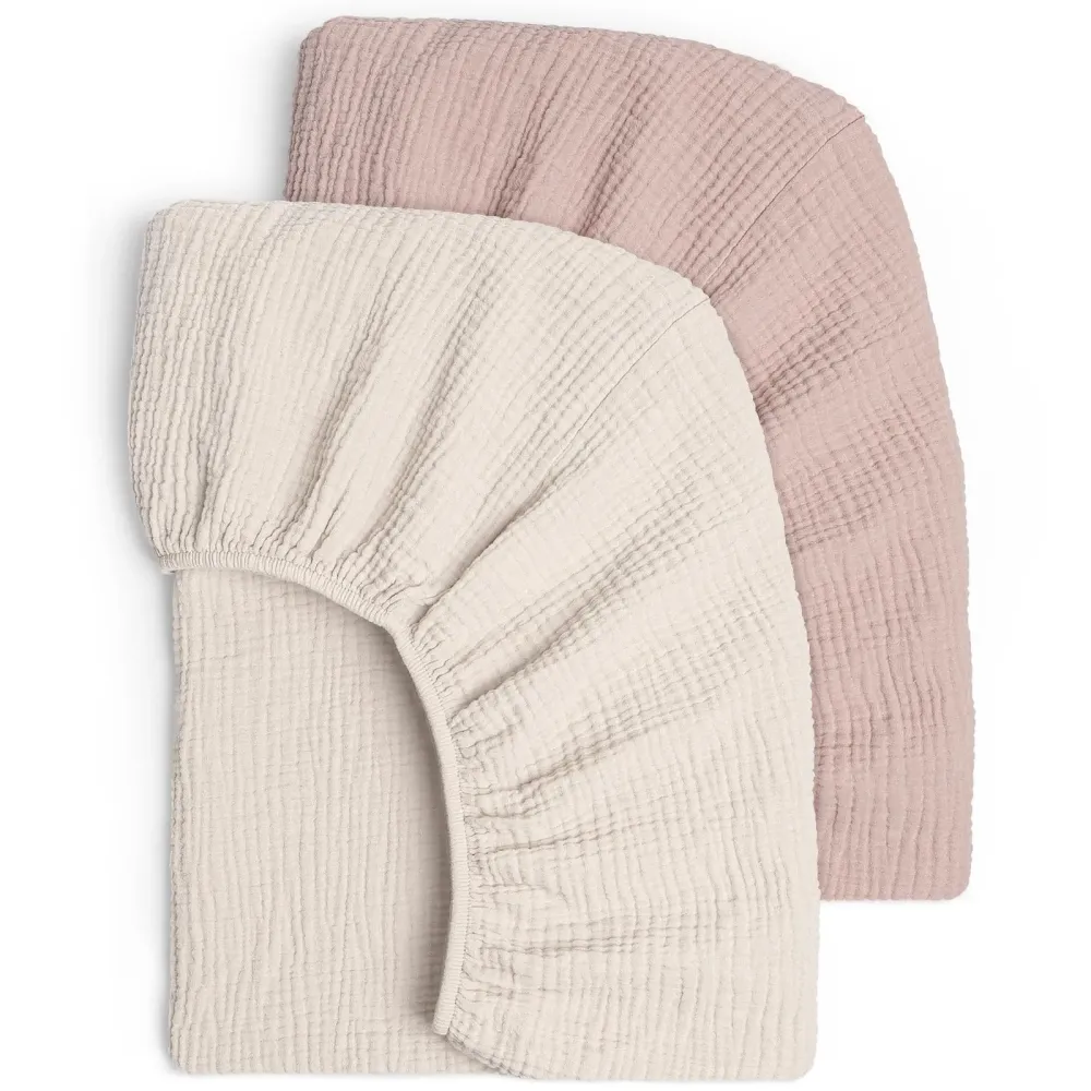 Lulu moon Muslin Crib Sheets - Fitted Crib Mattress Sheets for Boys and Girl - 28x 52, 2 Pack (Cream & Sand) Lulu moon Muslin Crib Sheets - Fitted Crib Mattress Sheets for Boys and Girl - 28x 52, 2 Pack (Cream & Sand)