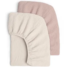Lulu moon Muslin Crib Sheets - Fitted Crib Mattress Sheets for Boys and Girl - 28x 52, 2 Pack (Cream & Sand)