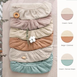 Lulu moon Muslin Crib Sheets - Fitted Crib Mattress Sheets for Boys and Girl - 28x 52, 2 Pack (Cream & Sand) Lulu moon Muslin Crib Sheets - Fitted Crib Mattress Sheets for Boys and Girl - 28x 52, 2 Pack (Cream & Sand)