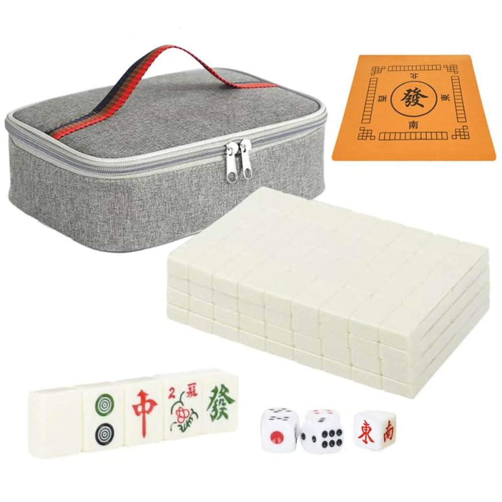 Chinese Creamy White 1.17 inches Compact Mahjong Set, Travel Small Size, 144 + 8 Blank Melamine Tiles, with Portable Travel Handbag Complete Mahjong Game Set Chinese Creamy White 1.17 inches Compact Mahjong Set, Travel Small Size, 144 + 8 Blank Melamine Tiles, with Portable Travel Handbag Complete Mahjong Game Set