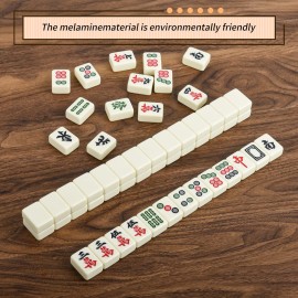 Chinese Creamy White 1.17 inches Compact Mahjong Set, Travel Small Size, 144 + 8 Blank Melamine Tiles, with Portable Travel Handbag Complete Mahjong Game Set Chinese Creamy White 1.17 inches Compact Mahjong Set, Travel Small Size, 144 + 8 Blank Melamine Tiles, with Portable Travel Handbag Complete Mahjong Game Set