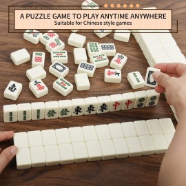 Chinese Creamy White 1.17 inches Compact Mahjong Set, Travel Small Size, 144 + 8 Blank Melamine Tiles, with Portable Travel Handbag Complete Mahjong Game Set Chinese Creamy White 1.17 inches Compact Mahjong Set, Travel Small Size, 144 + 8 Blank Melamine Tiles, with Portable Travel Handbag Complete Mahjong Game Set