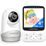 HelloBaby No WiFi Baby Monitor with Voice-Activated Night Vision,4 IPS Camera and Audio, 2-Way Talk and PTZ, 26H Battery and 1000ft Range, Portable for Nursery and Travel