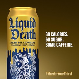 Liquid Death, Dead Billionaire Iced Tea, 8-Pack (19.2oz Cans), Half Lemonade Half Black Tea, Low Calorie, No Artificial Sweeteners, B12 & B6 Vitamins Liquid Death, Dead Billionaire Iced Tea, 8-Pack (19.2oz Cans), Half Lemonade Half Black Tea, Low Calorie, No Artificial Sweeteners, B12 & B6 Vitamins