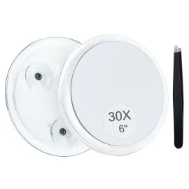 MIYADIVA 30X Magnifying Mirror Suction Cup for Easy Mounting, Use for Makeup Mirror, Travel Stick on Shower Mirror for Plucking Eyebrows 6 Inch