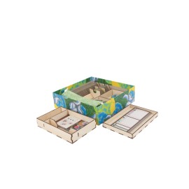 The Broken Token Game Organizer Compatible with Cascadia - Wooden Game Organizing Box with Multiple Trays