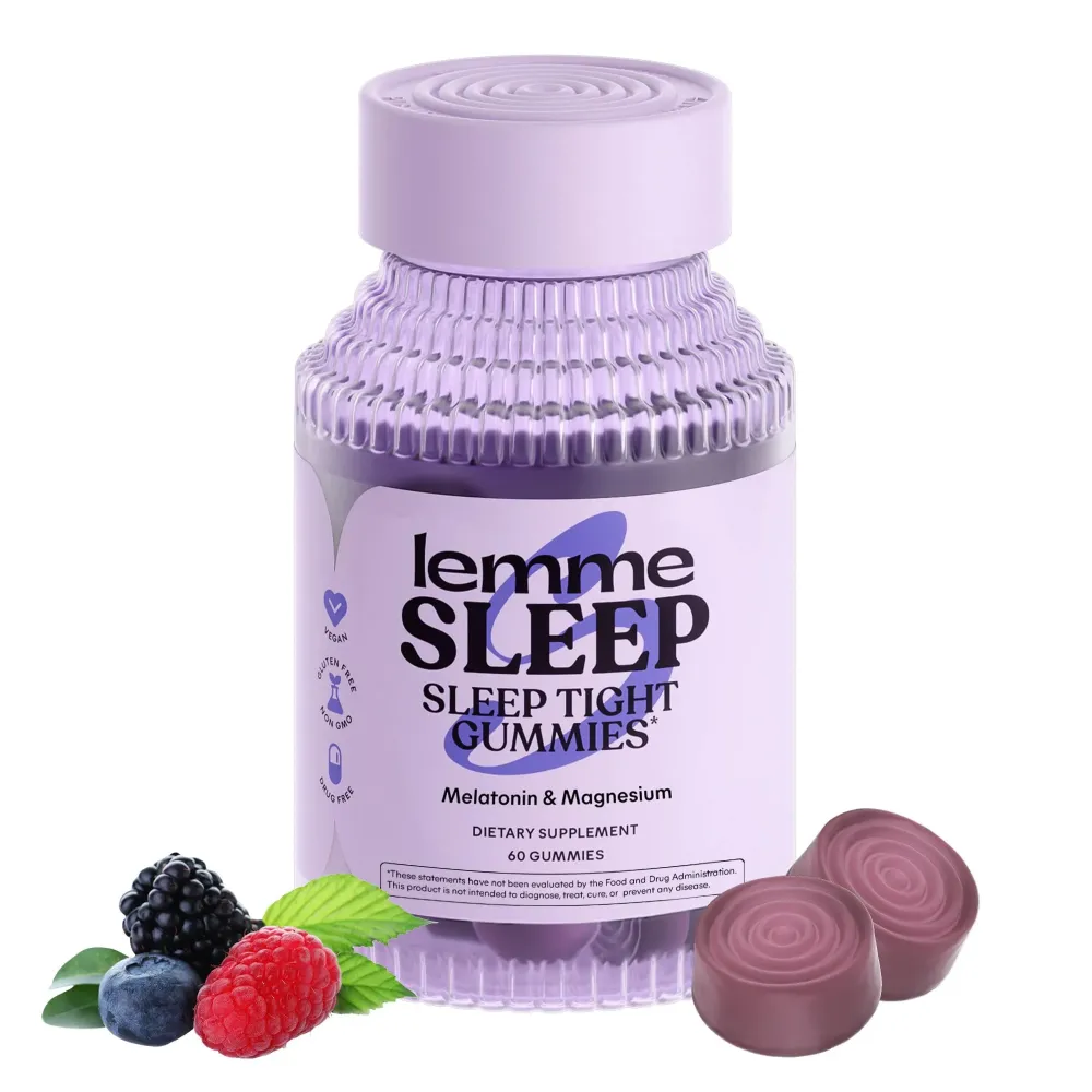 Lemme Sleep Gummies with 5mg Melatonin, Elderberry, Magnesium, L-Theanine, Chamomile and Lavender, Drug-Free Nighttime Sleep Aid, Gluten Free, Gelatin Free, Non GMO, Berry Flavored (60 Count) Lemme Sleep Gummies with 5mg Melatonin, Elderberry, Magnesium, L-Theanine, Chamomile and Lavender, Drug-Free Nighttime Sleep Aid, Gluten Free, Gelatin Free, Non GMO, Berry Flavored (60 Count)
