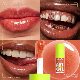 NYX PROFESSIONAL MAKEUP Fat Oil Lip Drip, Moisturizing Lip Oil Gloss, Vegan Tinted Formula, Up to 12 HR Hydration - Follow Back (Shimmering Warm Nude) NYX PROFESSIONAL MAKEUP Fat Oil Lip Drip, Moisturizing Lip Oil Gloss, Vegan Tinted Formula, Up to 12 HR Hydration - Follow Back (Shimmering Warm Nude)