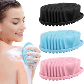 PQRUU 3 Pack Silicone Body Scrubber, Exfoliating Soft Loofah, Scrubber Fit for Sensitive and All Kinds of Skin, Clean Sanitary, Rapid Foaming Black+blue+pink PQRUU 3 Pack Silicone Body Scrubber, Exfoliating Soft Loofah, Scrubber Fit for Sensitive and All Kinds of Skin, Clean Sanitary, Rapid Foaming Black+blue+pink
