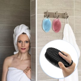 PQRUU 3 Pack Silicone Body Scrubber, Exfoliating Soft Loofah, Scrubber Fit for Sensitive and All Kinds of Skin, Clean Sanitary, Rapid Foaming Black+blue+pink PQRUU 3 Pack Silicone Body Scrubber, Exfoliating Soft Loofah, Scrubber Fit for Sensitive and All Kinds of Skin, Clean Sanitary, Rapid Foaming Black+blue+pink