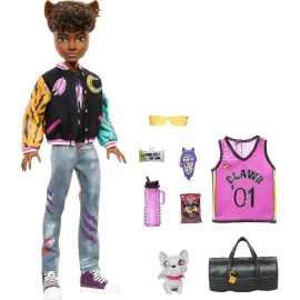 Monster High Doll, Clawd Wolf Werewolf with Pet Gargoyle Bulldog & Themed Accessories, Includes Casketball Jersey & Bag