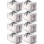 HOMESURE 8 Pack Large Strong Moving Bags with Zippers & Carrying Handles - Water-Resistant - Heavy Duty Storage Tote for Space Saving, Fold Flat, Alternative to Moving Box (Semi-Transparent)