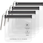 4Pcs Clear TSA Approved Security Toiletry Bag Quart Size for EU UK & US Carry-on Regulations Waterproof & Leakproof Travel Bags for Liquids
