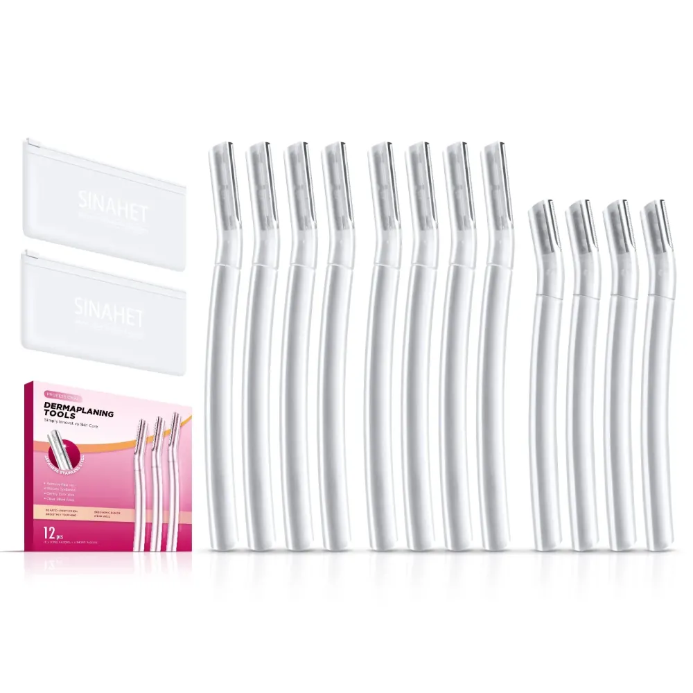 SINAHET Dermaplaning Tool (12 Count), Professional Face Razors for Women, Facial and Eyebrow Hair Removal, Gentle Skin Exfoliation Blade SINAHET Dermaplaning Tool (12 Count), Professional Face Razors for Women, Facial and Eyebrow Hair Removal, Gentle Skin Exfoliation Blade