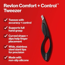 Revlon Comfort and Control Tweezer, Easy to Use Eyebrow Tool with Wide Grip, 1 count Revlon Comfort and Control Tweezer, Easy to Use Eyebrow Tool with Wide Grip, 1 count