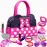 Kaodezhu Pretend Play Purse for Little Girls-Toddler Purse Set Pretend Play Makeup Toys for 3 4 5 6 Year Old Kids,Toddler Purse with Accessories,Toy Purse Perfect for Girls Birthday Gifts (MNLSBB 2A)