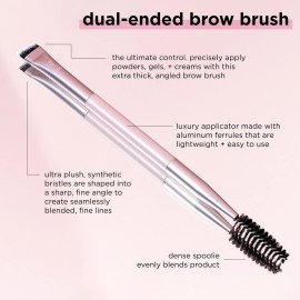 Real Techniques Dual-Ended Brow Brush, For Shaping & Filling Eyebrows, Travel-Friendly Spoolie & Liner Brush, Blend Natural, Full, or Laminated Brows, Luxury Applicator, Vegan, 1 Count