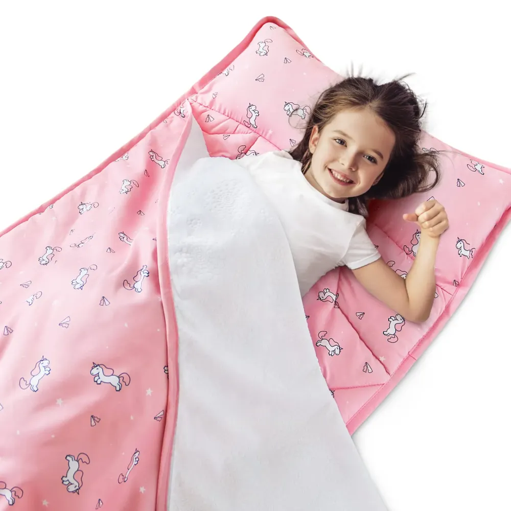 Toddler Nap Mat with Pillow and Blanket 50 x 21 x 1.5, Nap Mat for Boys Girls Super Soft and Cozy, Kids Sleeping Bag for Preschool, Daycare, Toddler Sleeping Bag, Pink Horse Toddler Nap Mat with Pillow and Blanket 50 x 21 x 1.5, Nap Mat for Boys Girls Super Soft and Cozy, Kids Sleeping Bag for Preschool, Daycare, Toddler Sleeping Bag, Pink Horse