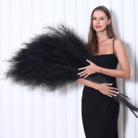 8 Pcs 45 inch Tall Faux Pampas Grass Decor, Large Artificial Black Pompous Grass Bulk, Long Fake Pompas for Floor Vase Filler, Wedding, Baby Shower, Home and Boho Decor (Black)