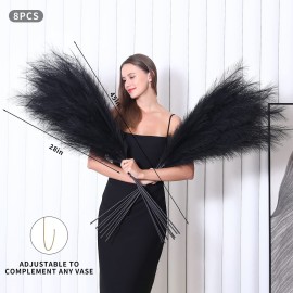 8 Pcs 45 inch Tall Faux Pampas Grass Decor, Large Artificial Black Pompous Grass Bulk, Long Fake Pompas for Floor Vase Filler, Wedding, Baby Shower, Home and Boho Decor (Black) 8 Pcs 45 inch Tall Faux Pampas Grass Decor, Large Artificial Black Pompous Grass Bulk, Long Fake Pompas for Floor Vase Filler, Wedding, Baby Shower, Home and Boho Decor (Black)