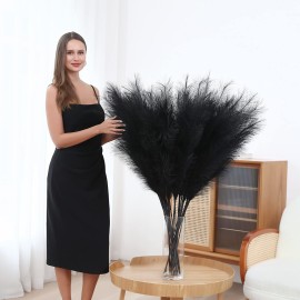 8 Pcs 45 inch Tall Faux Pampas Grass Decor, Large Artificial Black Pompous Grass Bulk, Long Fake Pompas for Floor Vase Filler, Wedding, Baby Shower, Home and Boho Decor (Black) 8 Pcs 45 inch Tall Faux Pampas Grass Decor, Large Artificial Black Pompous Grass Bulk, Long Fake Pompas for Floor Vase Filler, Wedding, Baby Shower, Home and Boho Decor (Black)