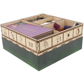 The Broken Token Game Organizer Compatible with Villainous - Wooden Game Organizing Box with Multiple Trays