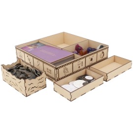 The Broken Token Game Organizer Compatible with Villainous - Wooden Game Organizing Box with Multiple Trays